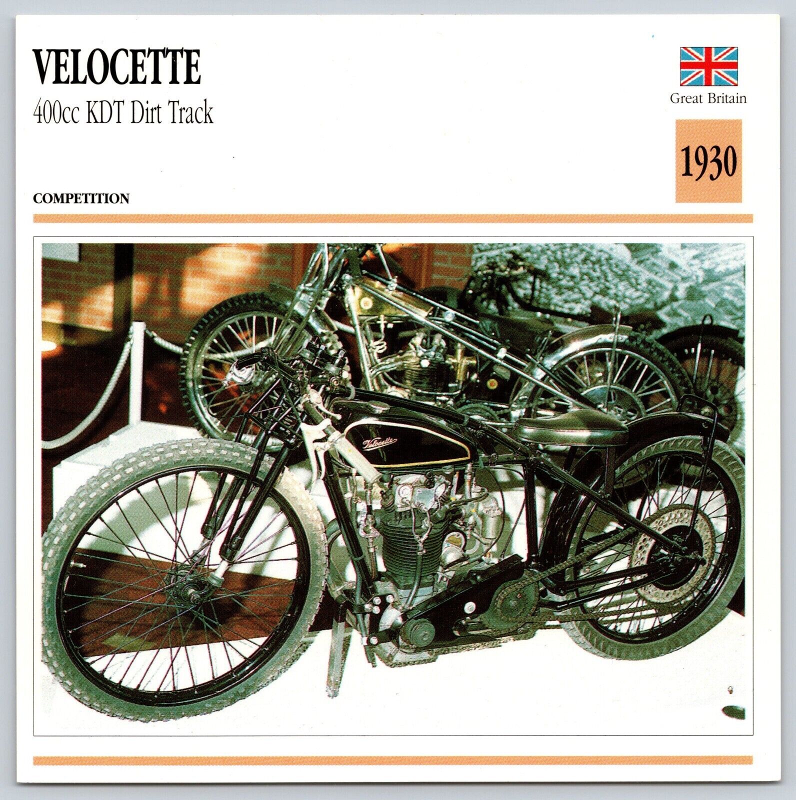Velocette 400cc KDT Dirt Trk 1930 G Britian Edito Service Atlas Motorcycle Card