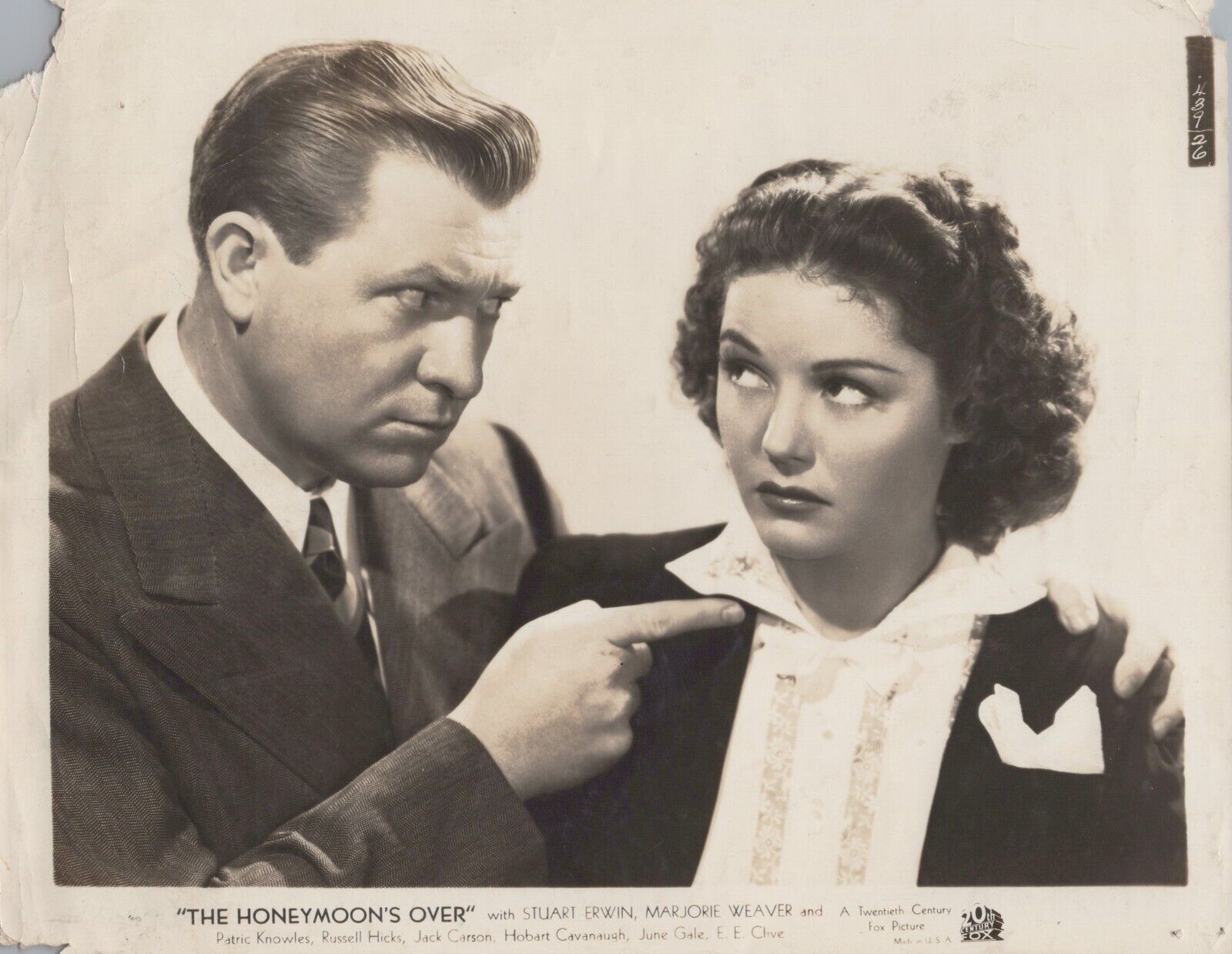 Stuart Erwin + Marjorie Weaver in The Honeymoon's Over (1939) ❤ Photo K 485