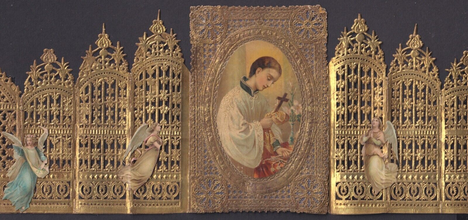 Estampa canivet antique de San Luis Gonzaga image pieuse santino holy card