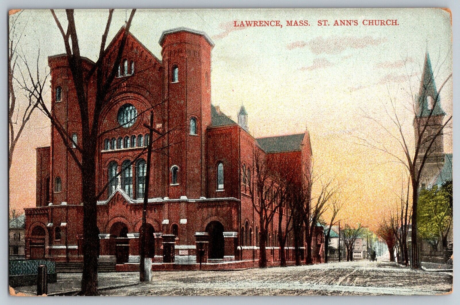 Lawrence, Massachusetts - View of St. Ann\'s Church - Vintage Postcard - Unposted