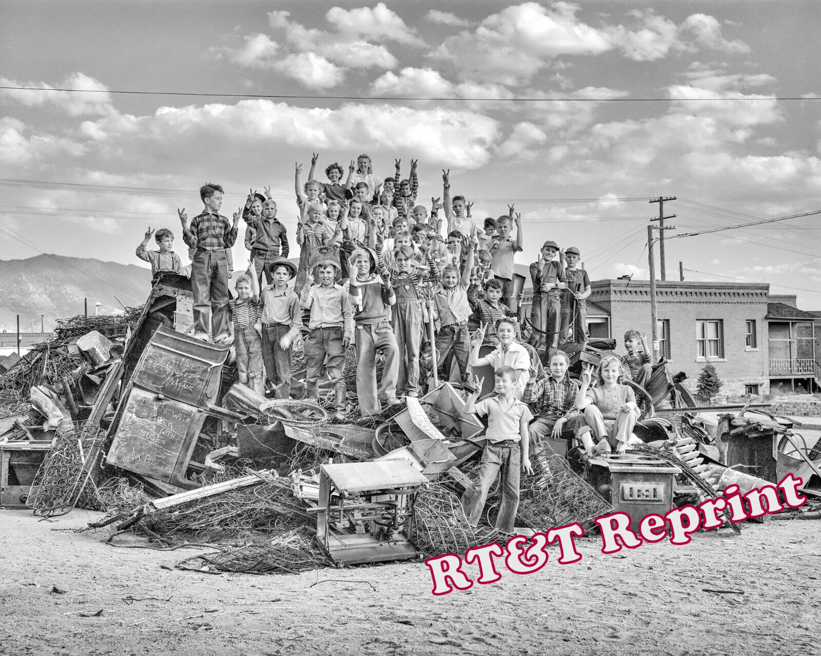 WWII Scrap / Salvage Collected by School Children Photo Butte Montana 1942