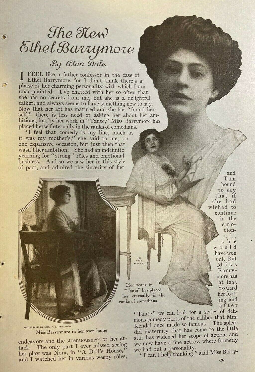 1914 Actress Ethel Barrymore illustrated