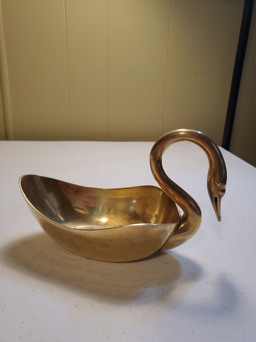 Vintage Brass Swan Trinket  Holder 7.0\