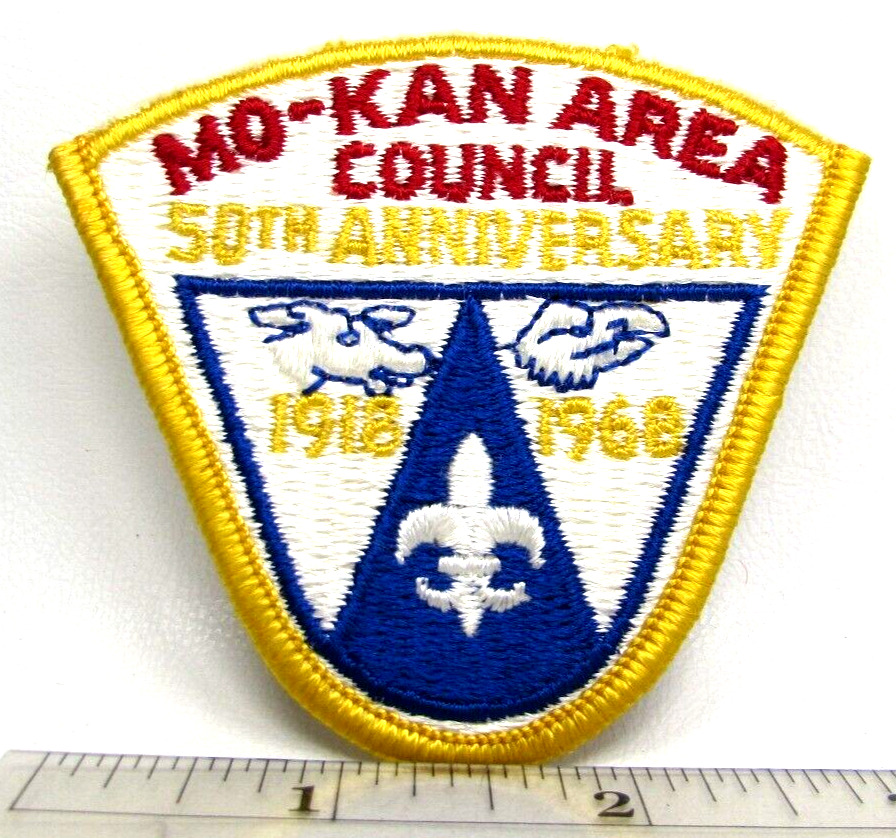 Vintage 1968 Mo Kan Area Council 50th Anniv Patch Missouri Kansas Boy Scouts BSA