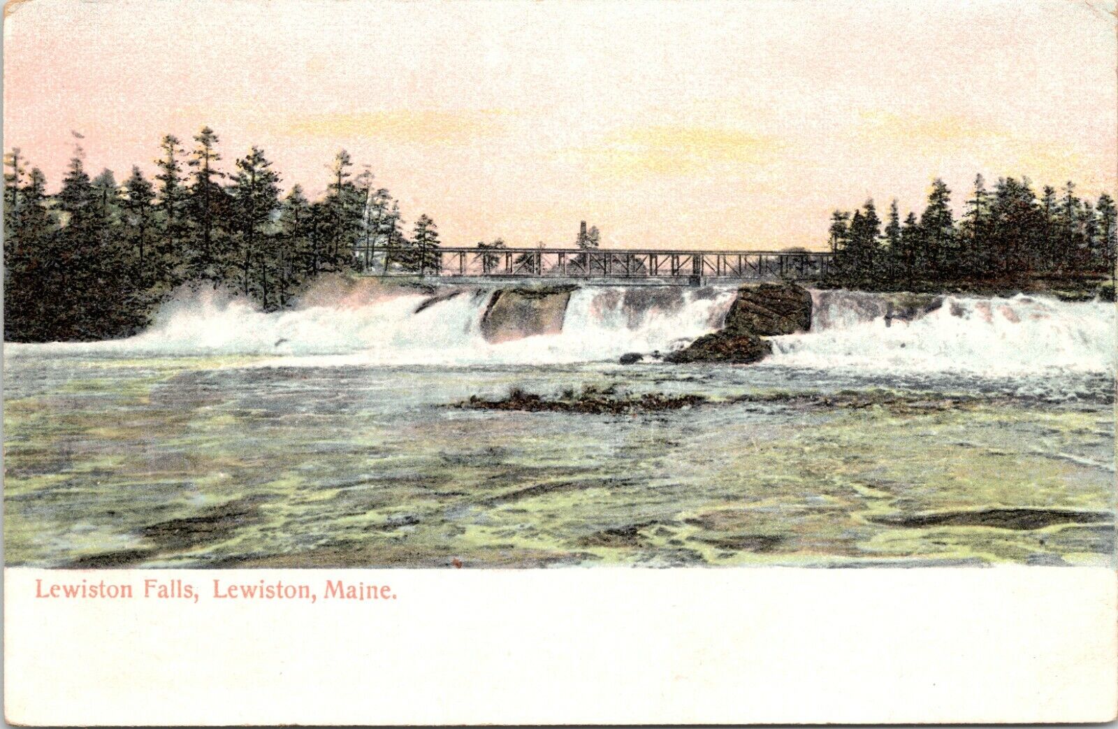 C.1910s Lewiston ME Lewiston Falls Waterfall Scenic Unused Maine Postcard 72