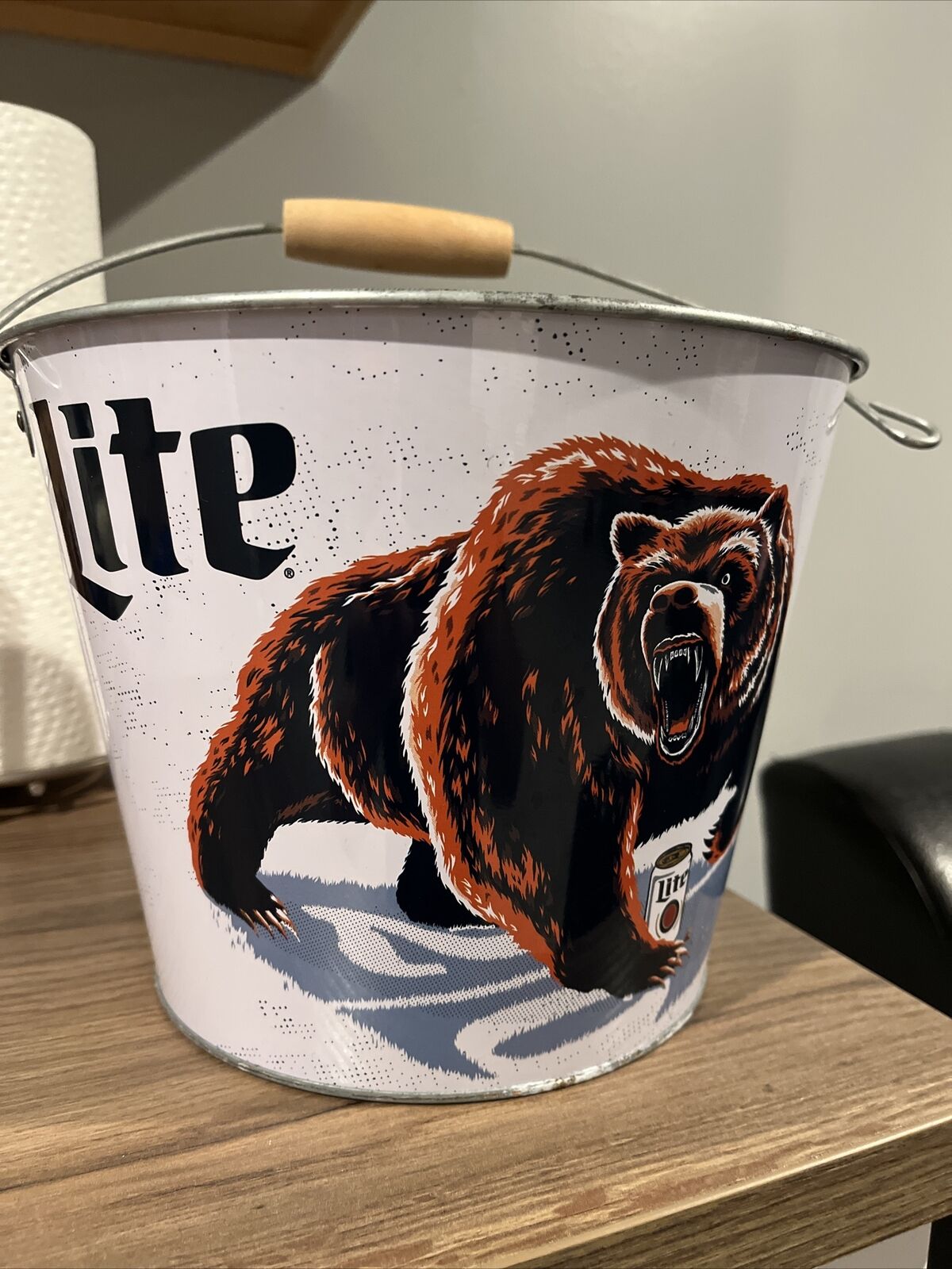 Chicago Bears + Miller Lite Beer Metal Ice Bucket  — NFL / Football