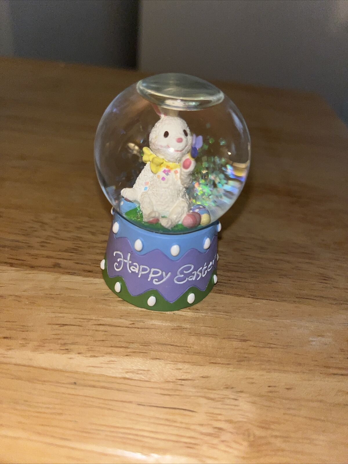 Small Egg Shaped Snow Globe With Easter Bunny Inside