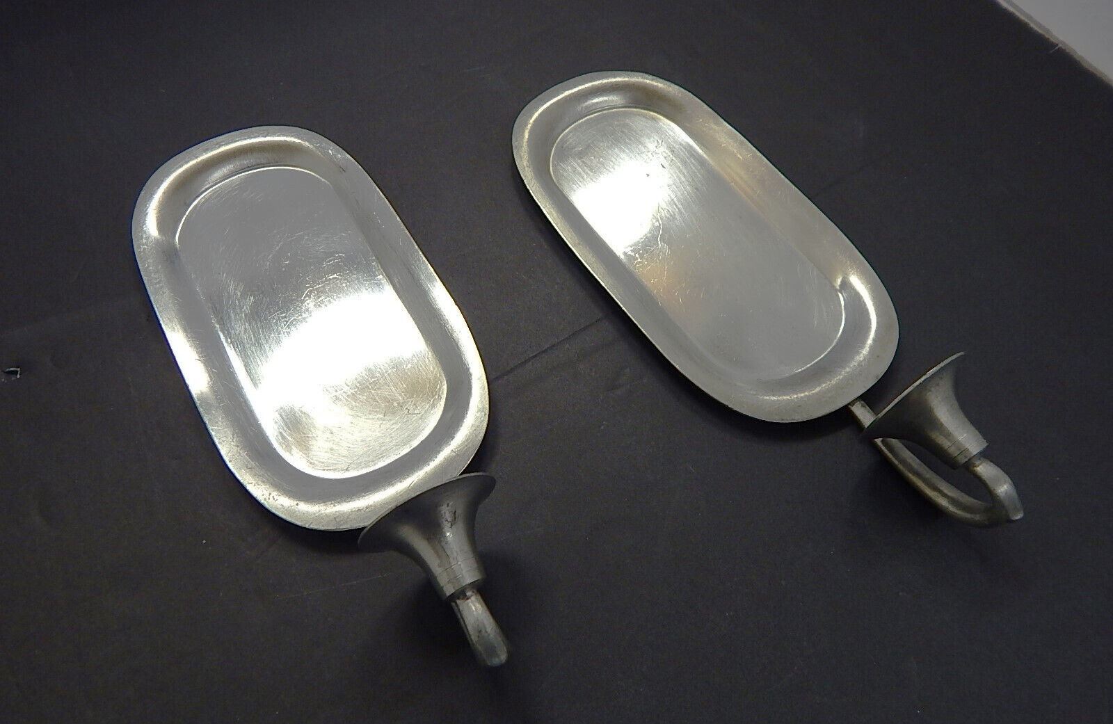 1 Pair of Hand Cast Oblong Plate, Pewter  Sconces