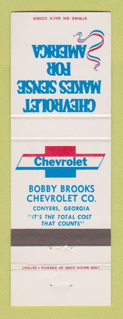 Matchbook Cover - Chevrolet Bobby Brooks Conyers GA