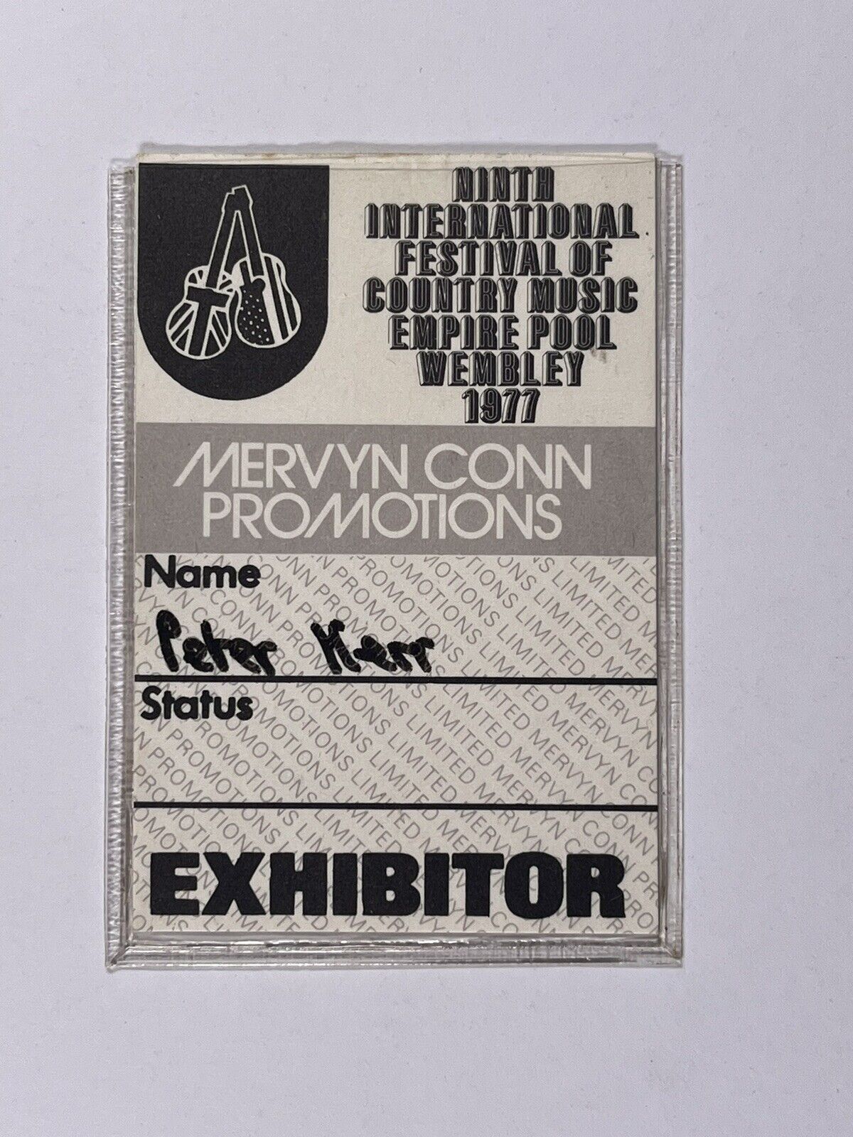 Festival Of Country Music Pass Peter Kerr Orig Empire Pool Wembley Stadium 1977