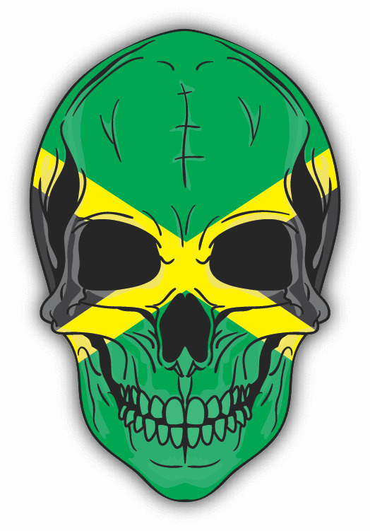 Skull Flag Jamaica Car Bumper Sticker 4\