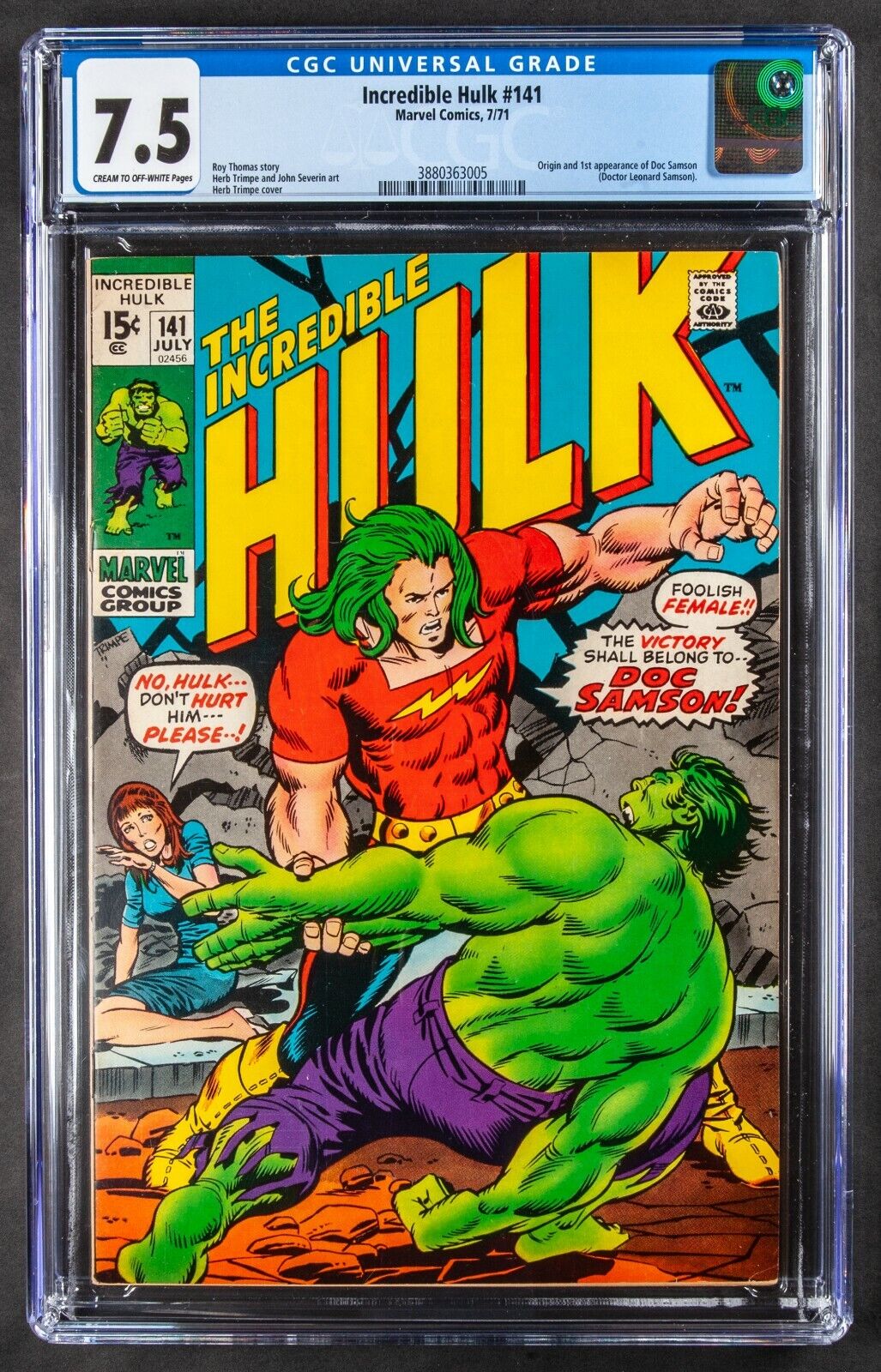 Incredible Hulk #141 (Marvel, 1971) CGC VF 7.5 Cream To Off White Pages
