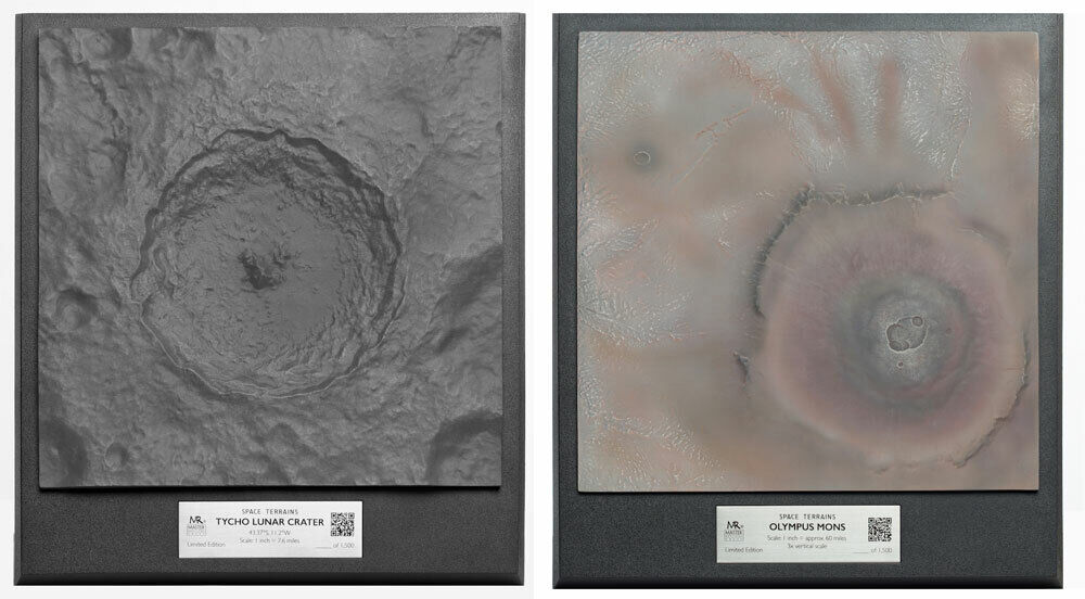 The Moon\'s Tycho Crater & Mars\' Olympus Mons Models from NASA Data Accurate