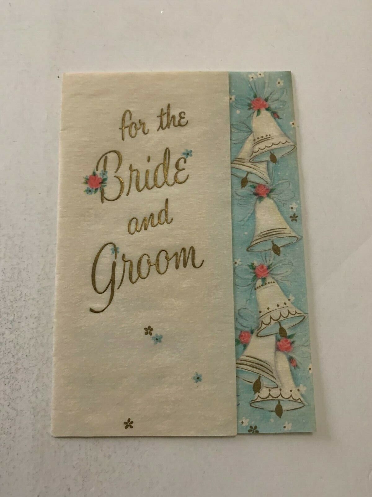 Vintage 1950\'s Hallmark Wedding Parchment Greeting Card Bells