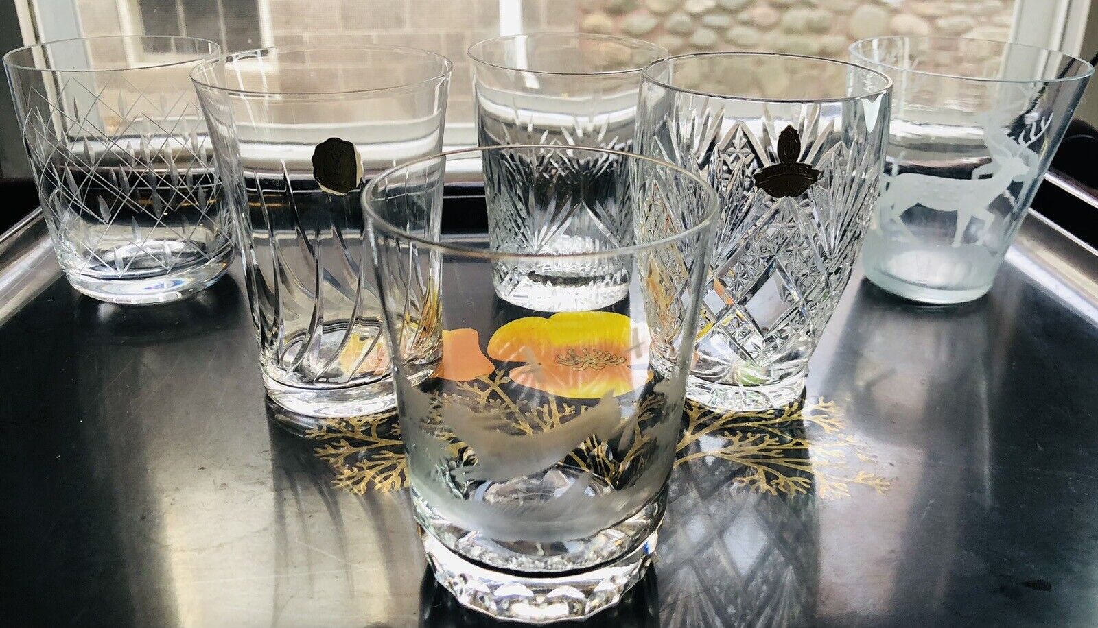 1920's Art Deco German Whiskey Glass Curated Queens Lace Spiegelau Barware Mix-6