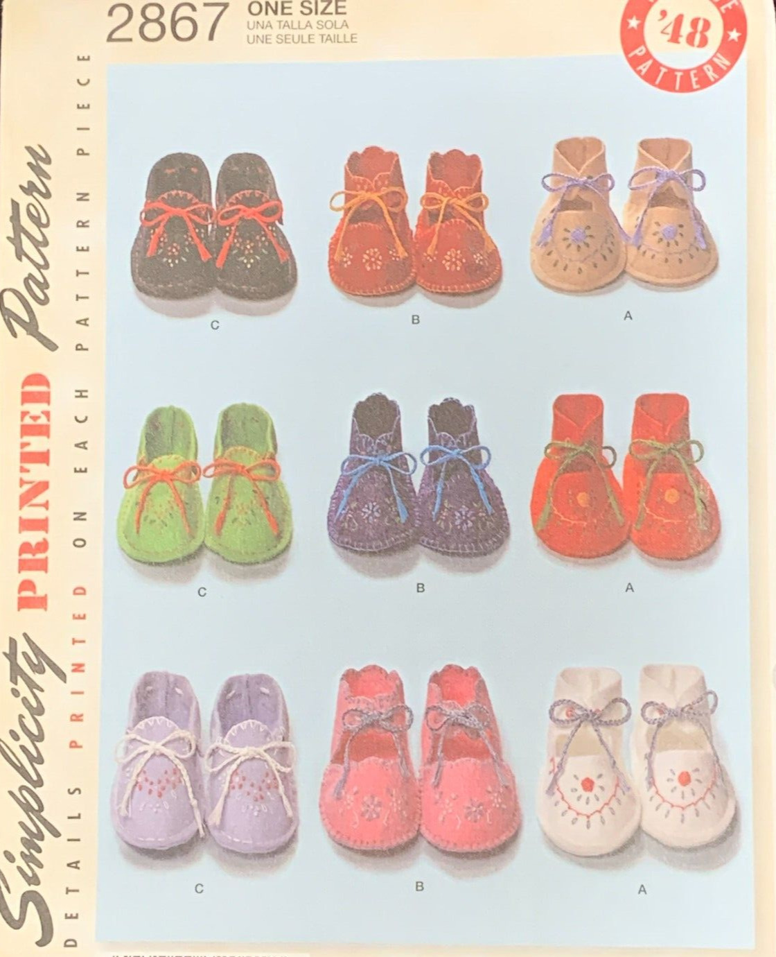Retro Vintage \'48 Simplicity Baby Booties Pattern 2867 - New and UNCUT