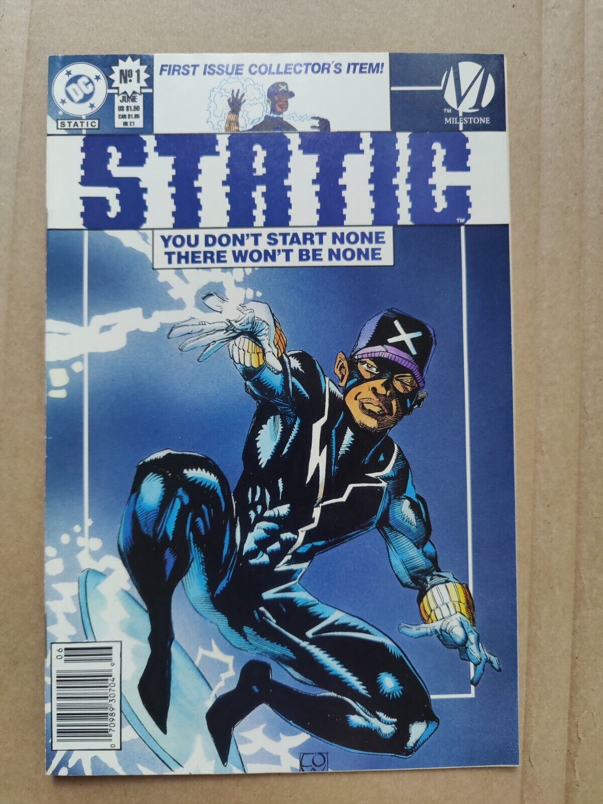 STATIC #1 (DC Milestone Comics 1993) Blue NEWSSTAND Variant NM- Sharp
