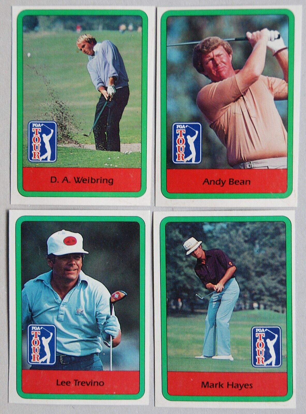 Cartes PGA Tour Golf (TOPPS ?), Weibring Andy Bean Lee Trevino Mark Hayes, 1982