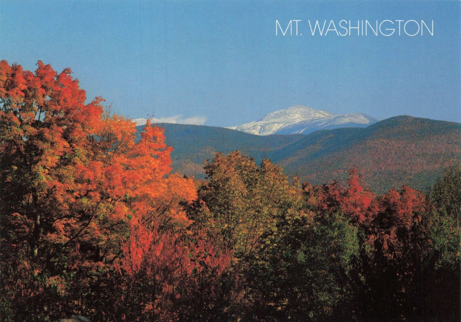 Postcard NH Mt. Washington in the Fall from Bartlett New England Autumn Snow 6x4