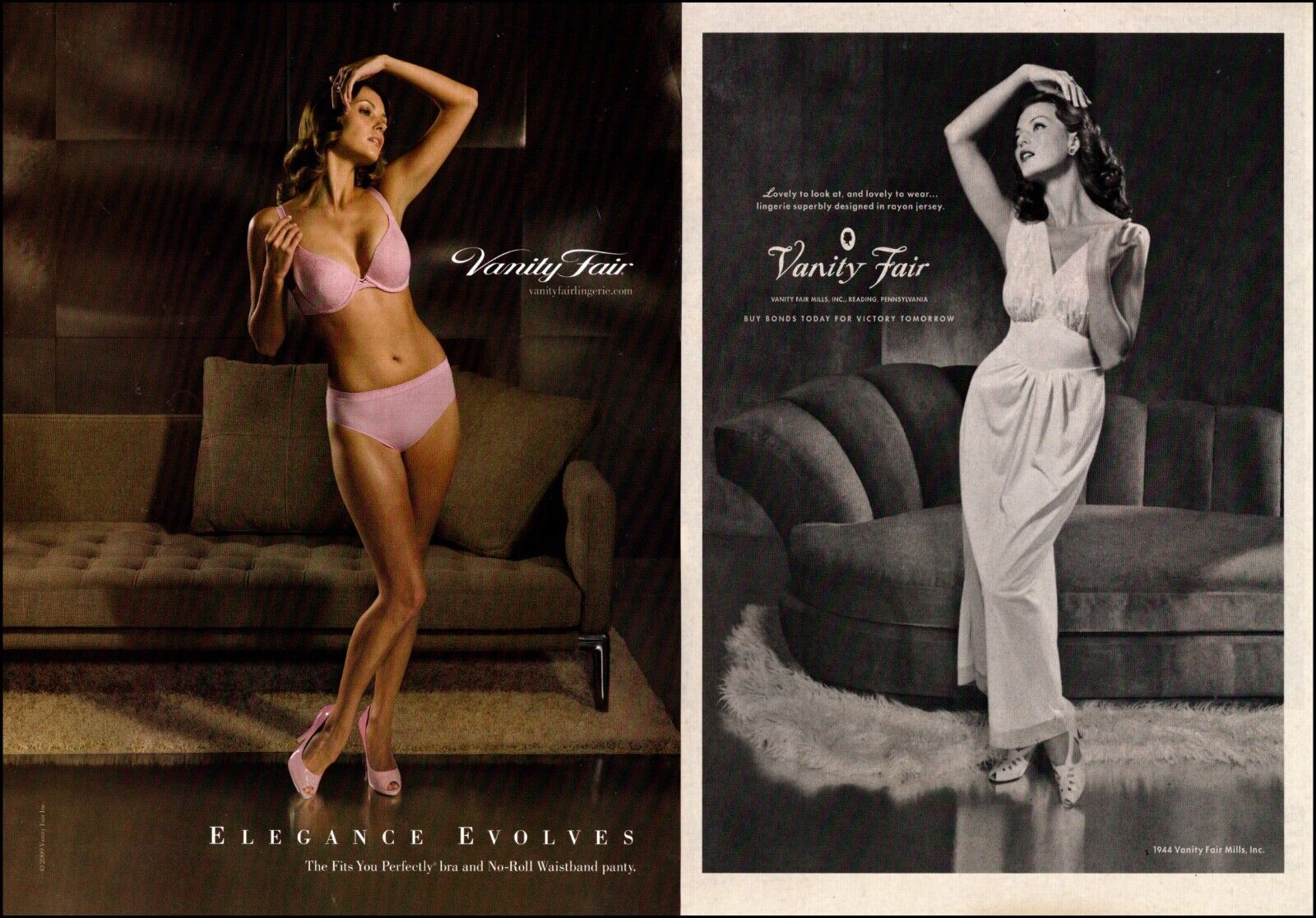 2009 magazine lingerie AD VANITY FAIR  Elegance Evolves 1944 & 2009   070524