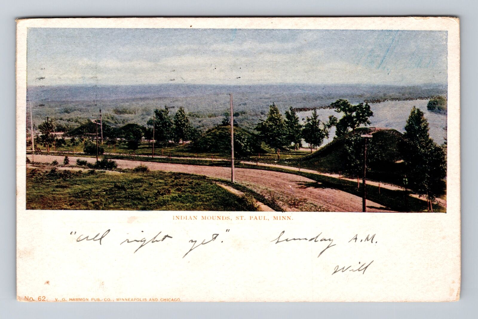 St Paul MN-Minnesota, Panoramic View Indian Mounds, Antique Vintage Postcard
