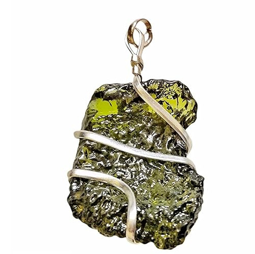 Natural Certified Moldavite Pendant Necklace From Czech Republic-Raw Moldavite