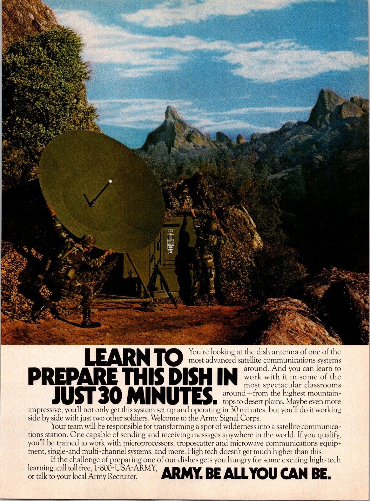 VINTAGE 1987 U.S. ARMY BE ALL YOU CAN BE RECRUITMENT PRINT AD