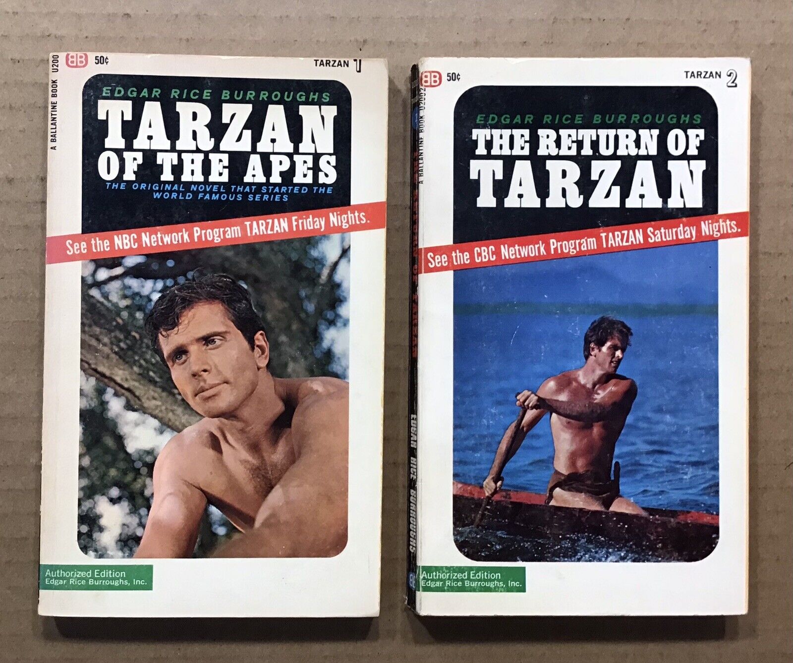 Edgar Rice Burroughs Tarzan of the Apes & Return Ballantine Books Ron Ely Covers
