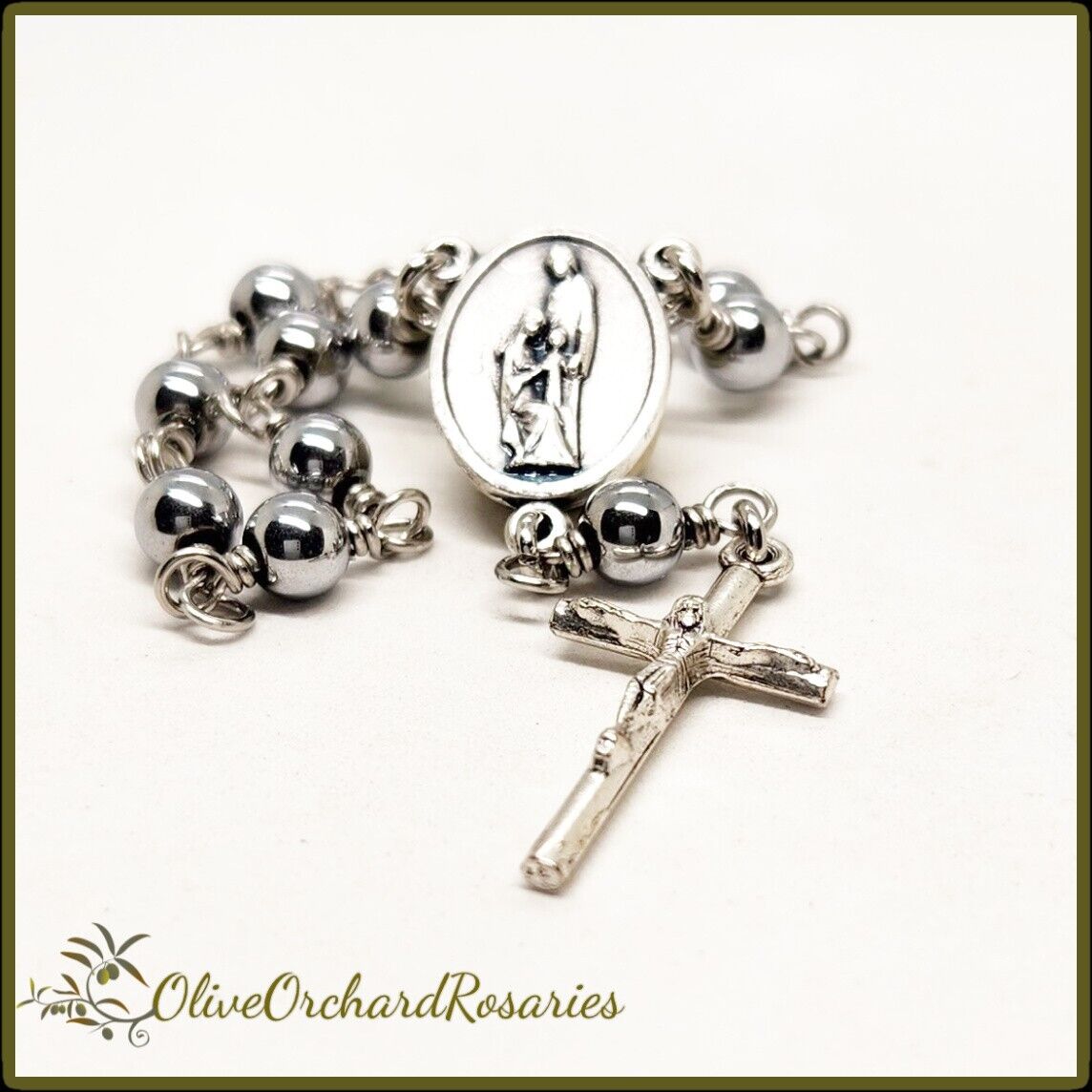 Handmade Holy Family Holy Spirit Small One-decade Rosary Metal Beads