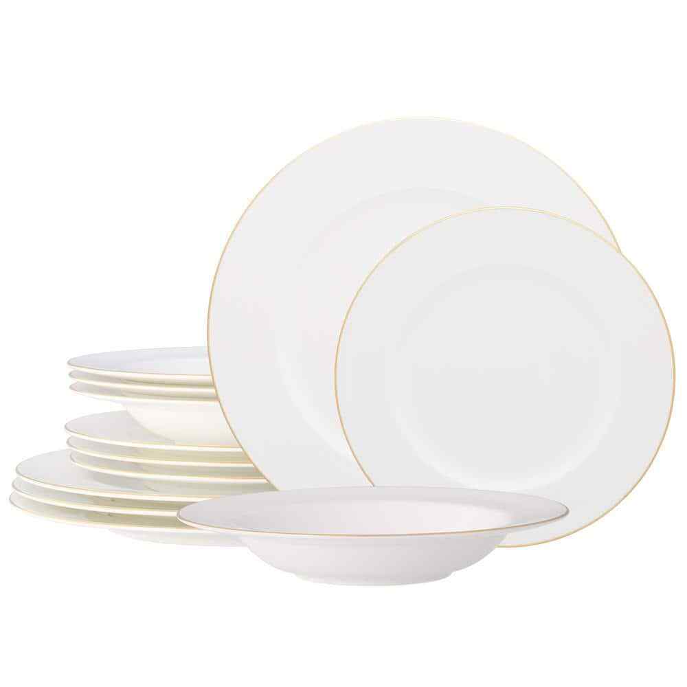 Accompanist 12-Piece (White) Bone China Dinnerware Set