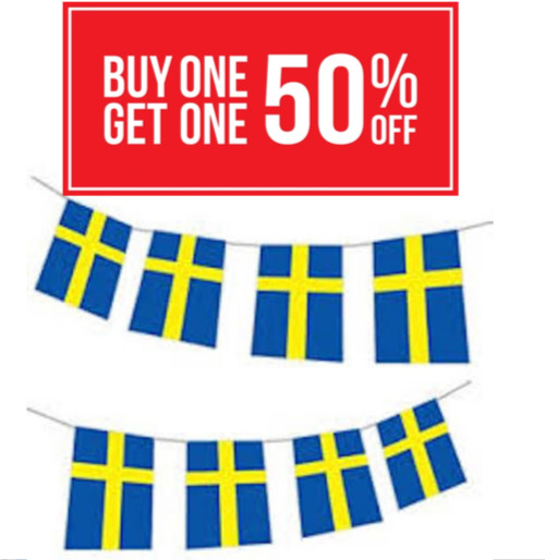 10 Metre\'s  Sweden Swedish Sverige Flag Eurovision Party Bunting Speedy Delivery