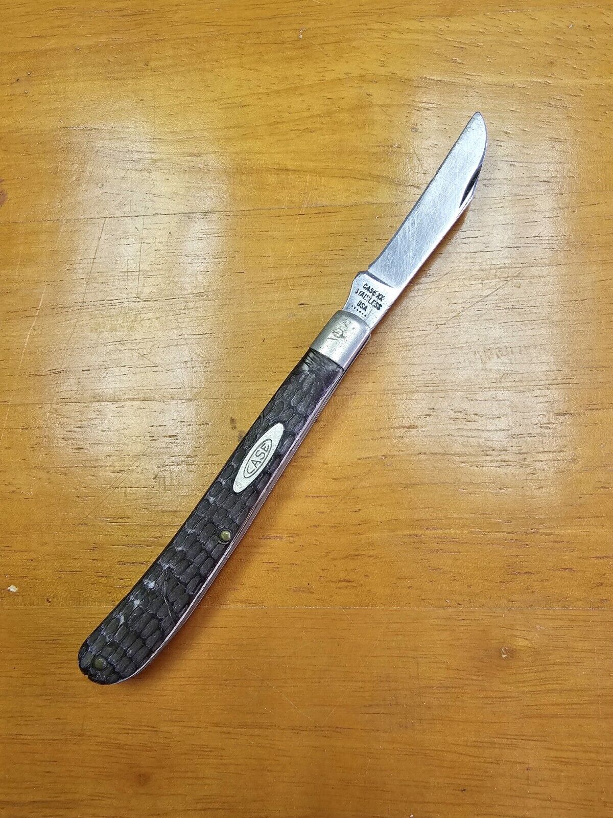 Vintage 1974 Case Knives Folder Knife  Slimline Trapper Brown Delrin 61048ss