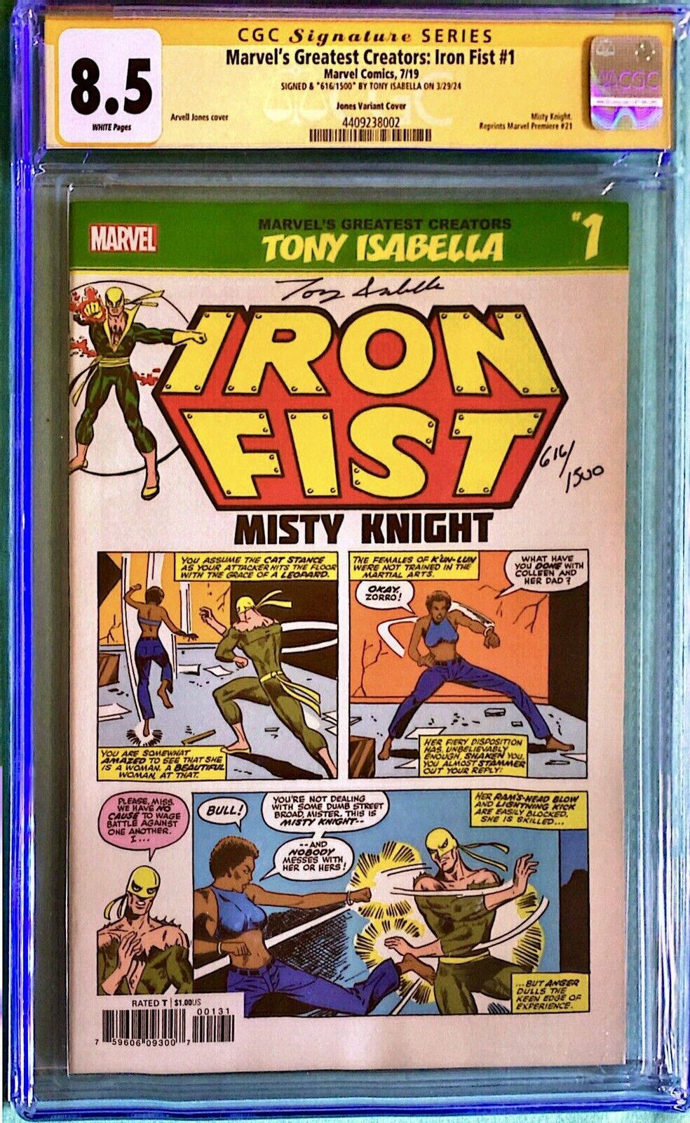 Marvel\'s Greatest Creators: Iron Fist #1 CGC 8.5 SS-#616-signed Tony Isabella