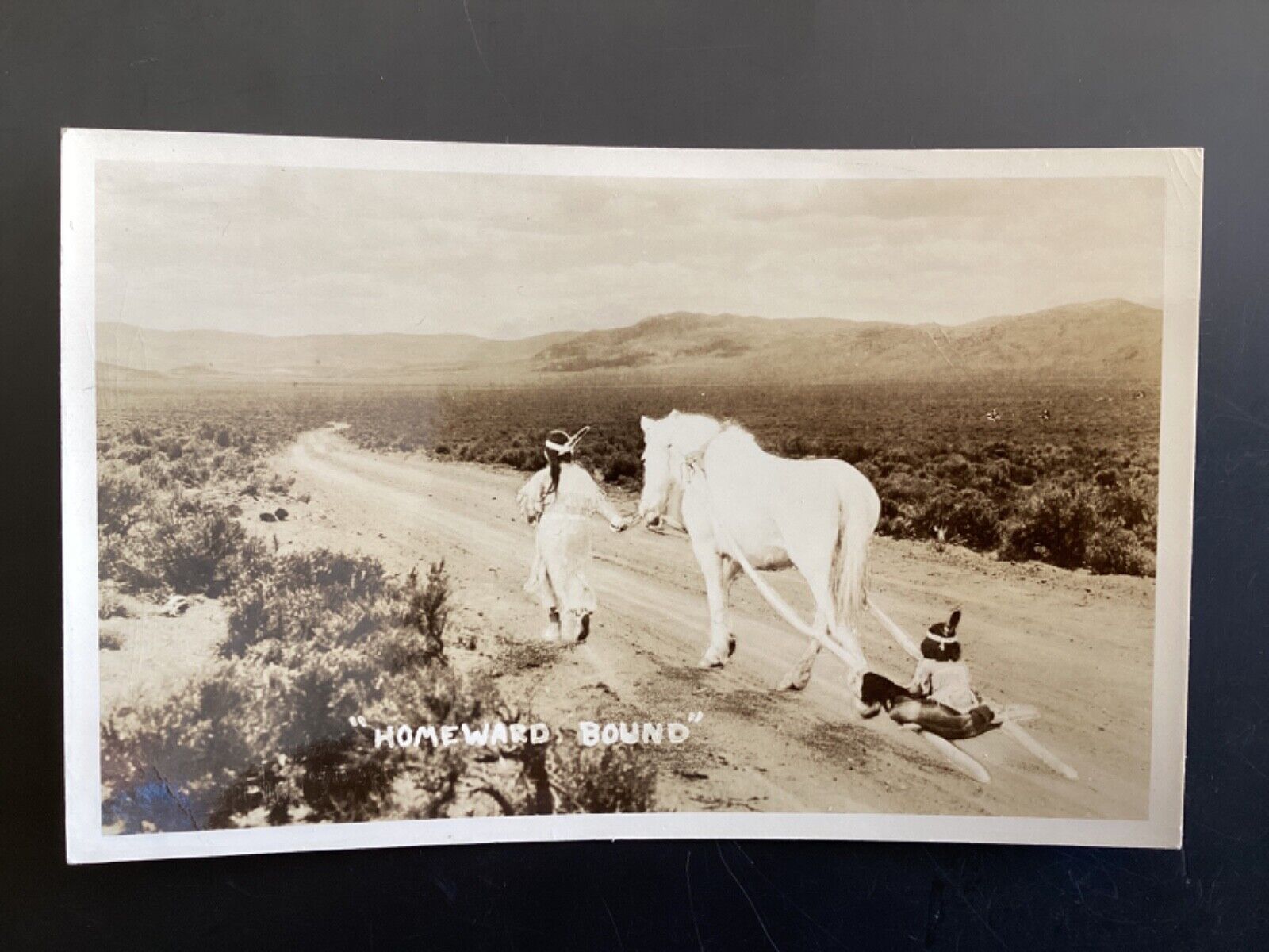 Vintage 1940s Unused RPPC Postcard Real Photo “Homeward Bound” EKC Native B58