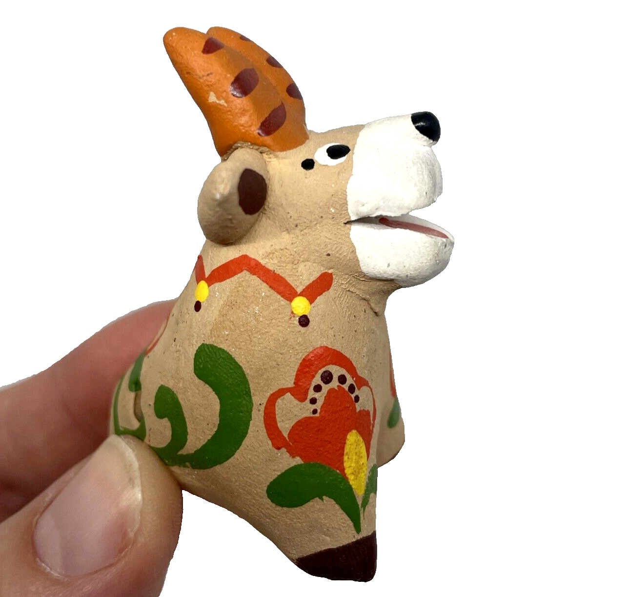 Russian Dymkovo Clay Whistle Folk Art Hand Painted Goat