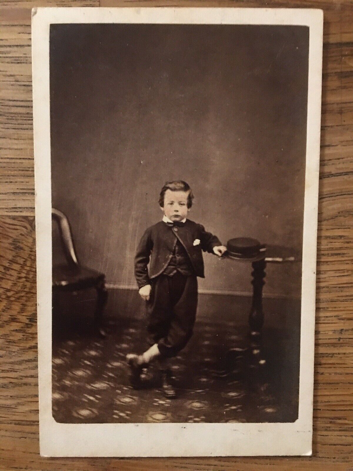 Chichester c.1860s/70s Early Tinted Photo -Incredibly  Relaxed Boy Smart Clothes
