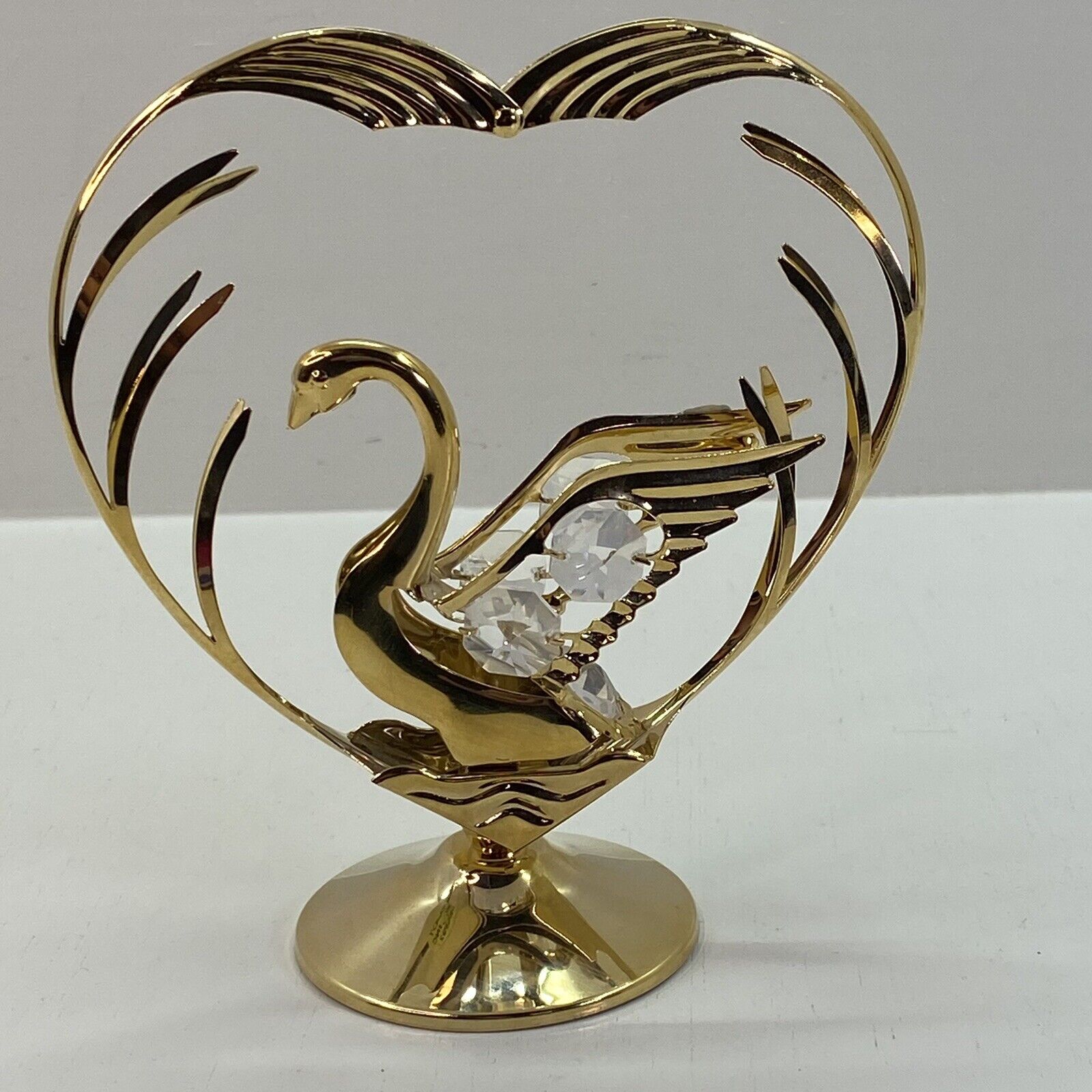 Austrian Crystal Mascot Int\'l 24kt Gold Plated Swan Figurine Sun catcher 1992