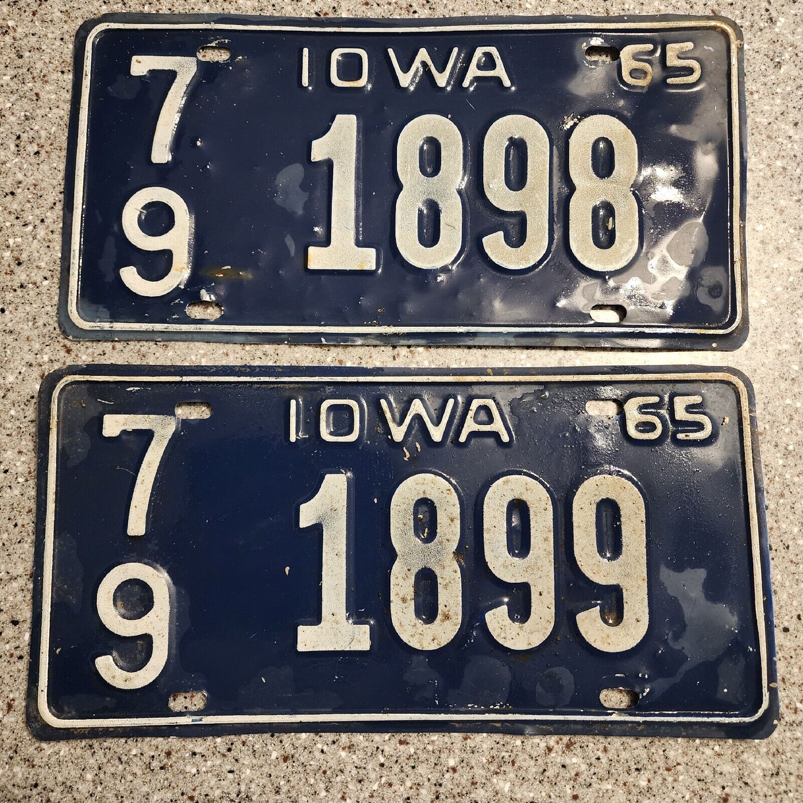 Vintage Pair 1965 Iowa License Plates  County 79