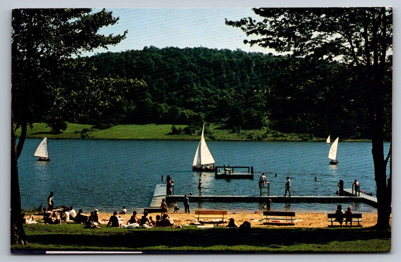 Postcard Pittsburgh PA Pennsylvania Waterfront Beach Scene Deer Valley Camp YMCA