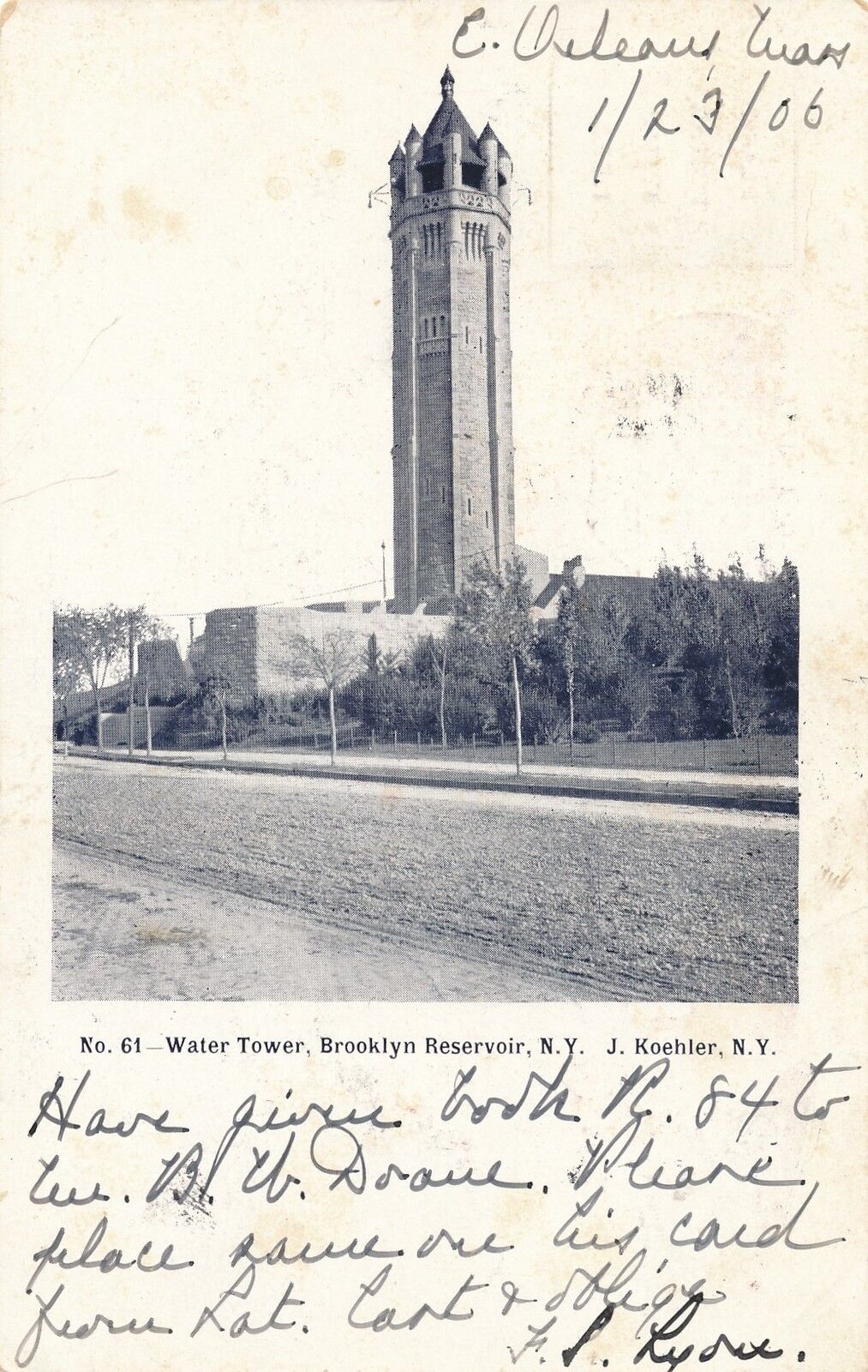 BROOKLYN NY – Water Tower, Brooklyn Reservoir – udb – 1906