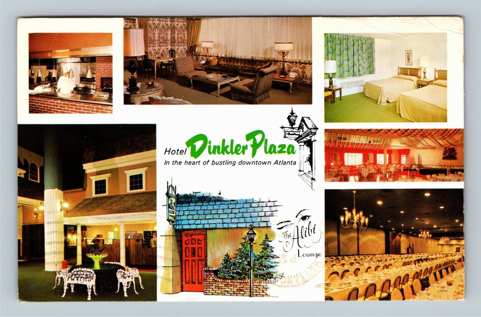 Atlanta GA, Hotel Dinkler Plaza, Lounge, Georgia c1969 Vintage Postcard
