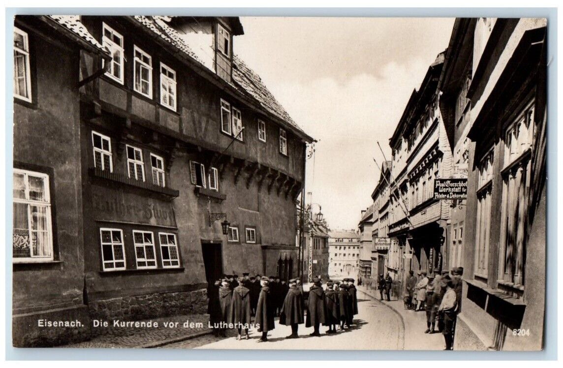 c1930\'s Boy Carolers Wartburg Luther\'s House View Eisenach Germany RPPC Postcard