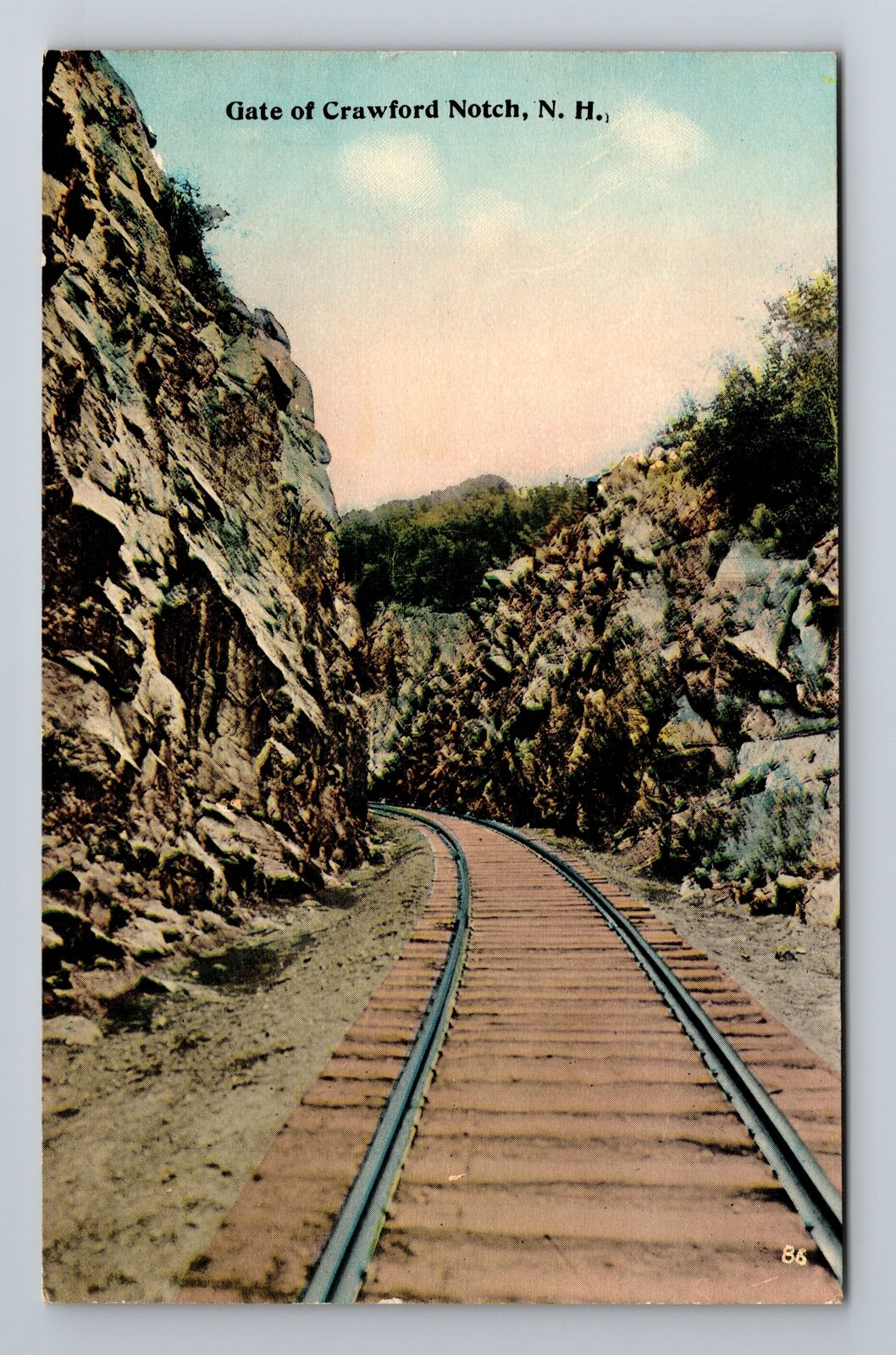 Crawford Notch NH-New Hampshire, Gate Railroad Tracks, Antique Vintage Postcard