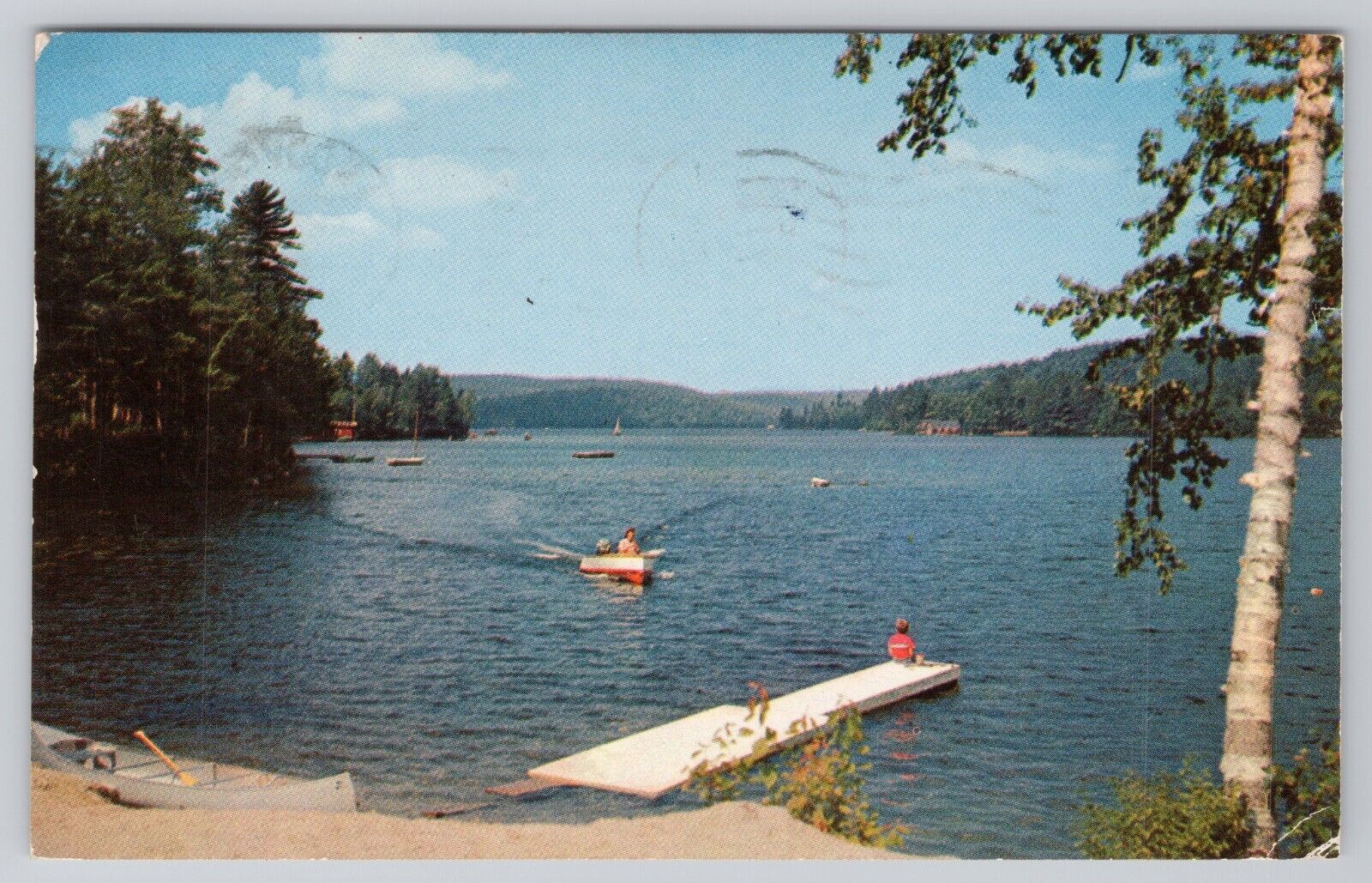 New London New Hampshire Lake Boats & Beaches Postcard