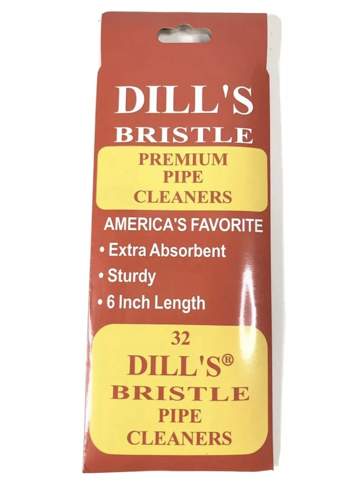 Dill\'s BRISTLE Premium Tobacco Pipe Cleaner 6” Pack Of 32 Extra Absorbent Sturdy