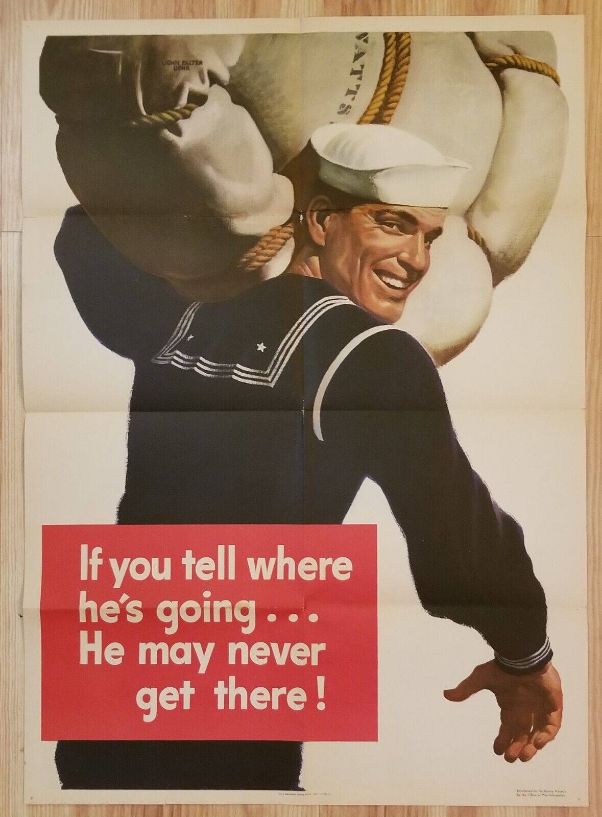 Original 1943 “If You Tell Where He’s Going He May Never Get There” WWII Poster