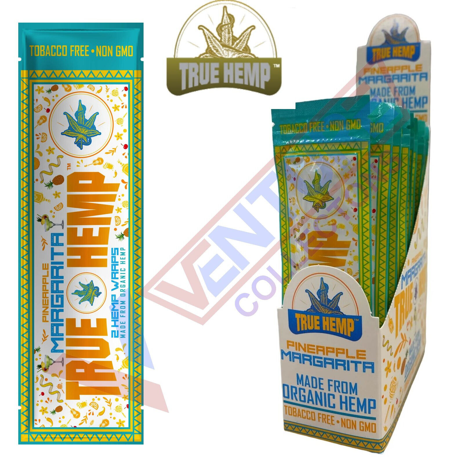 TRUE H. Natural Organic Herbal Wraps MARGARITA Full Box 25 Pouch/2 per Pack