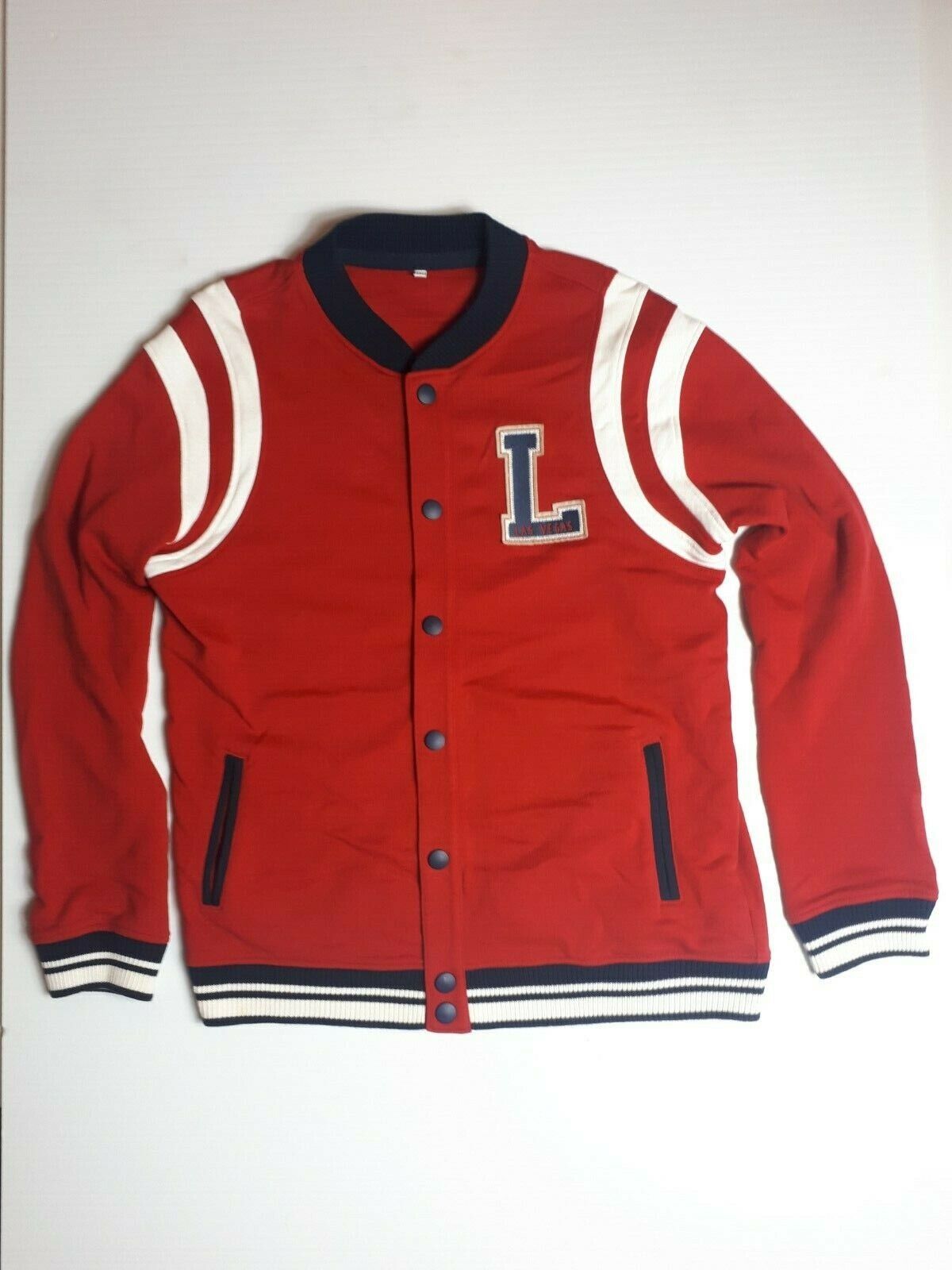  Las Vegas  Boy’s Red Mix Varsity Jacket  13-14 Years With  Button  