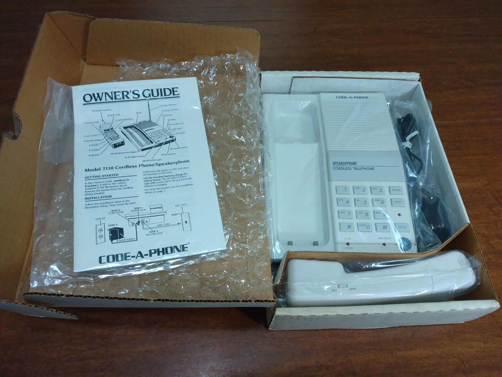 Vintage Code-A-Phone 7110 Cordless Phone Speaker Phone White BRAND NEW OPEN BOX
