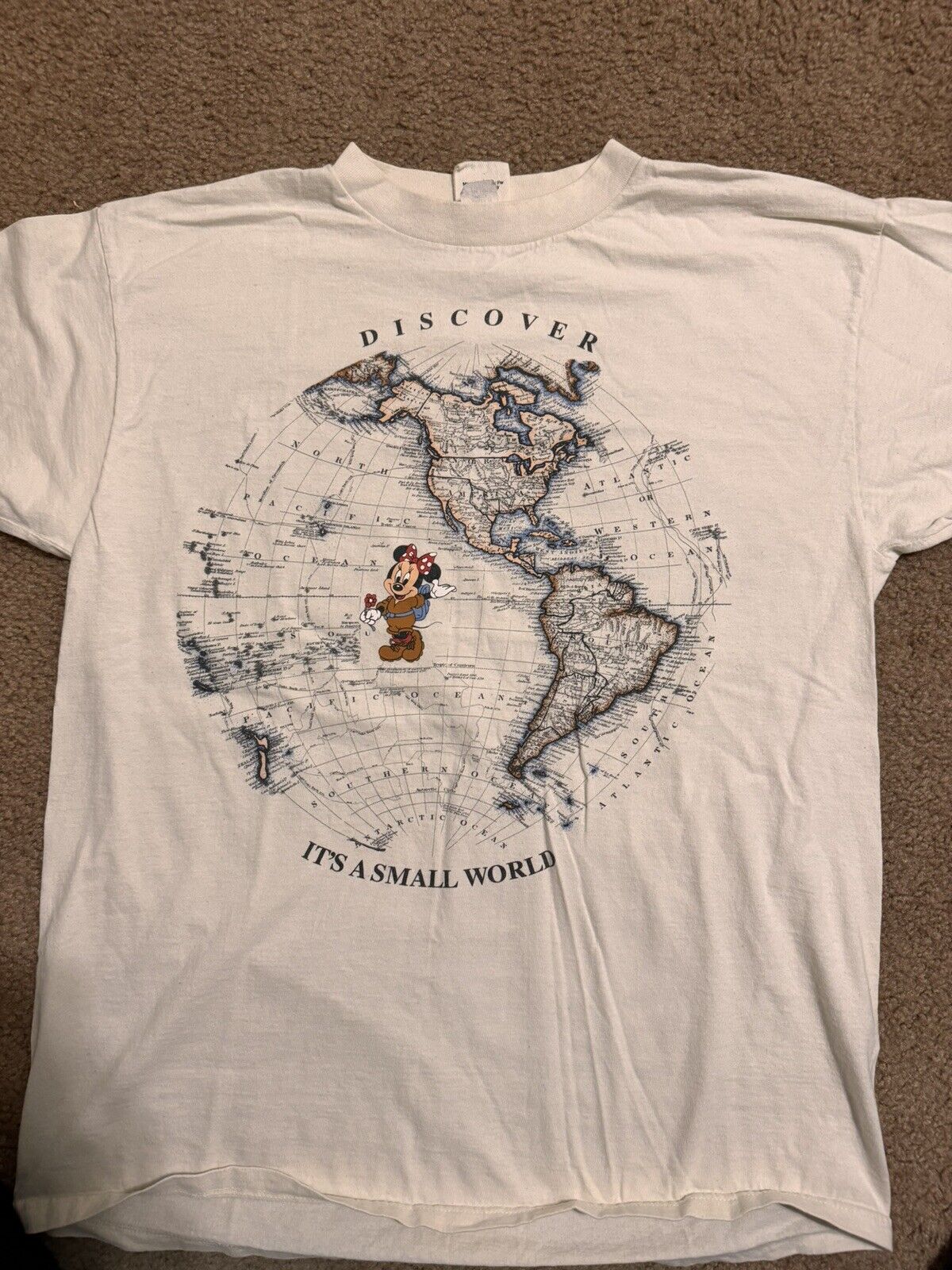 Vintage Disney Discover It’s Small World Double Sided Size Large T-shirt